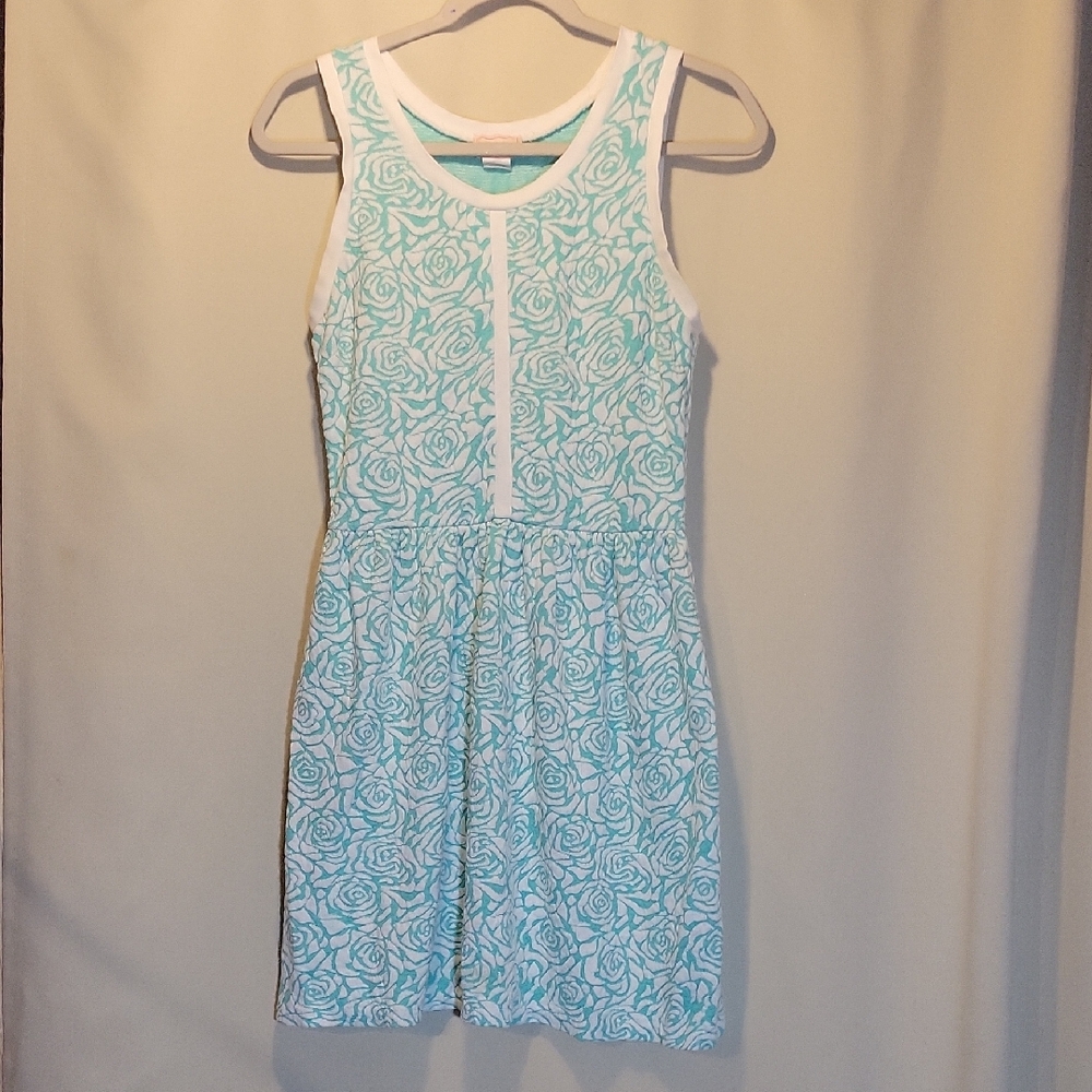 love...ady Turquoise and White Floral Mini Dress
